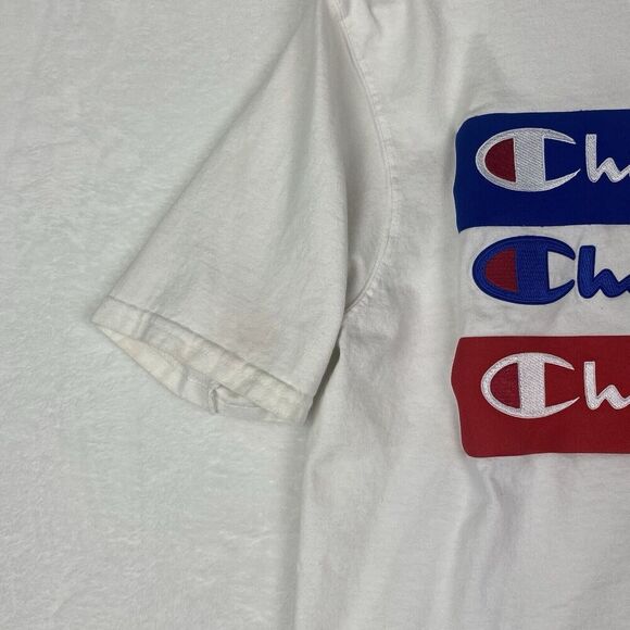 Vintage Champion Shirt Mens Medium White Logo Short Sleeve Crewneck Casual - Picture 6 of 14